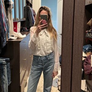 The Kooples White Long Sleeve Silk Shirt